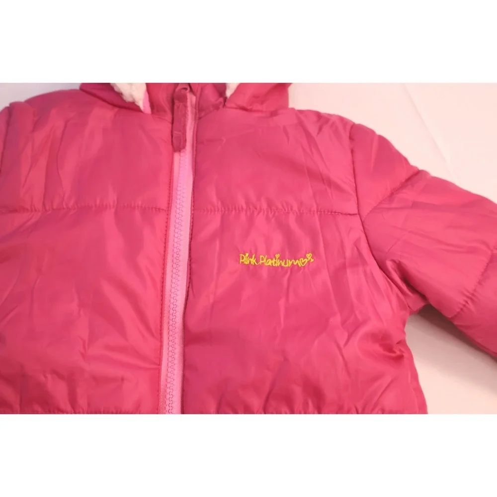 Pink Platinum Baby Girls Puffer Snowsuit Magenta Pink Hooded Bunting 9-12 Months
